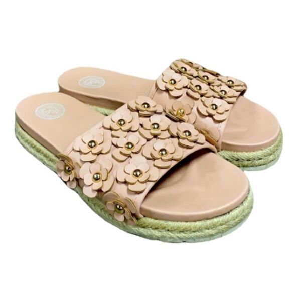 SO® Pompane Blush Flower Slide Sandals size 8 - Picture 1 of 8